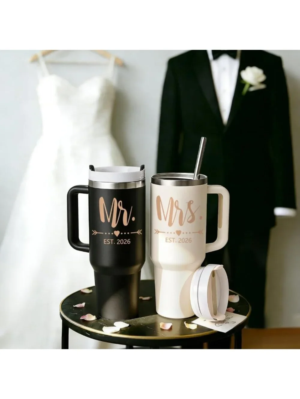 Personalized Wedding Gifts for Couples 2026 - Mr & Mrs Tumblers Set, Unique Gift